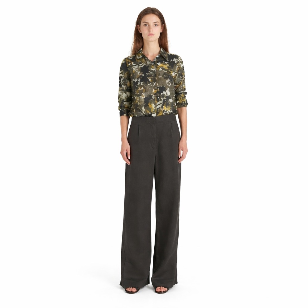 HOPE 34/44 (XS) trouser wide leg gray green 0334 Pleated Pant